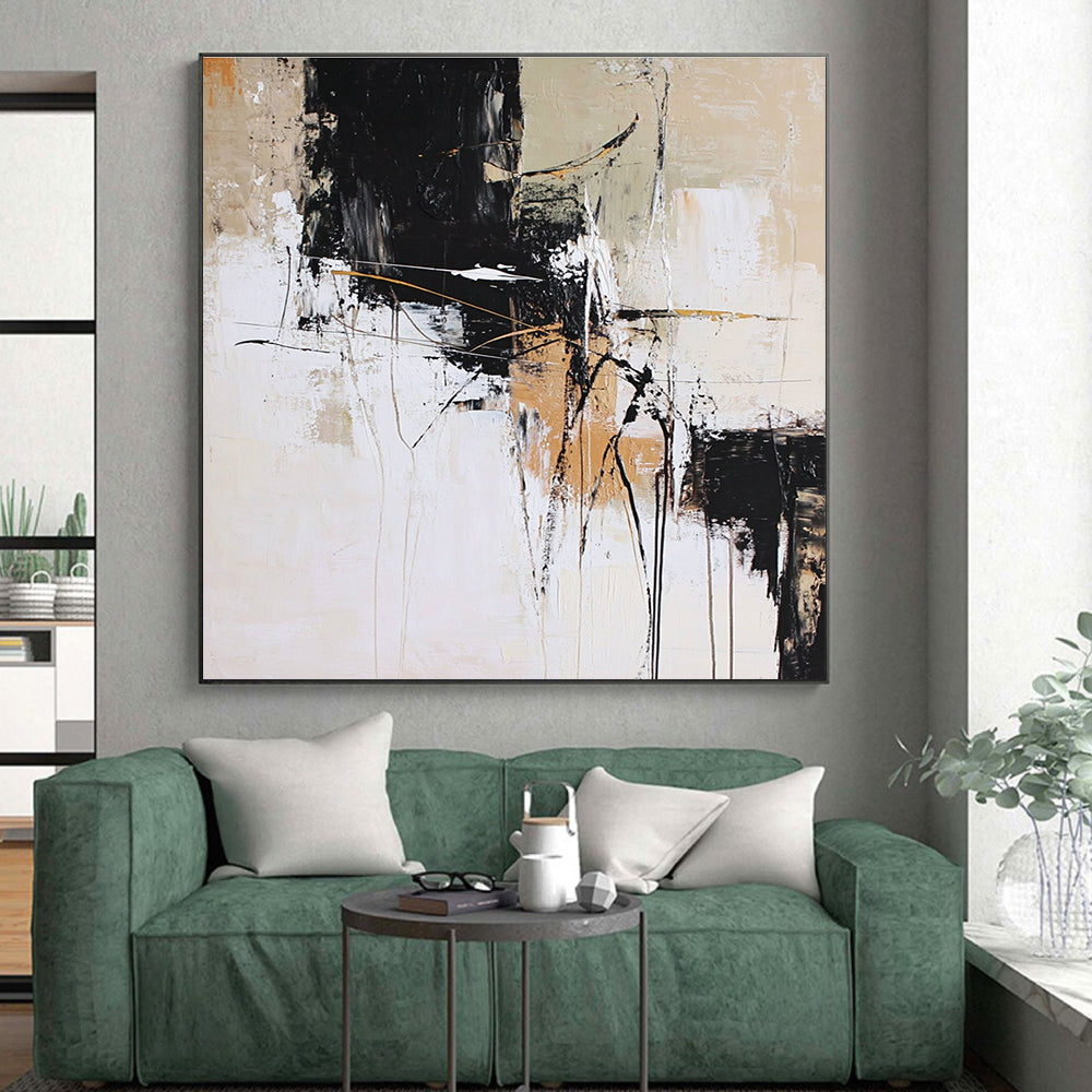 Neutral Textured Abstract Painting with Minimalist Flair GER409