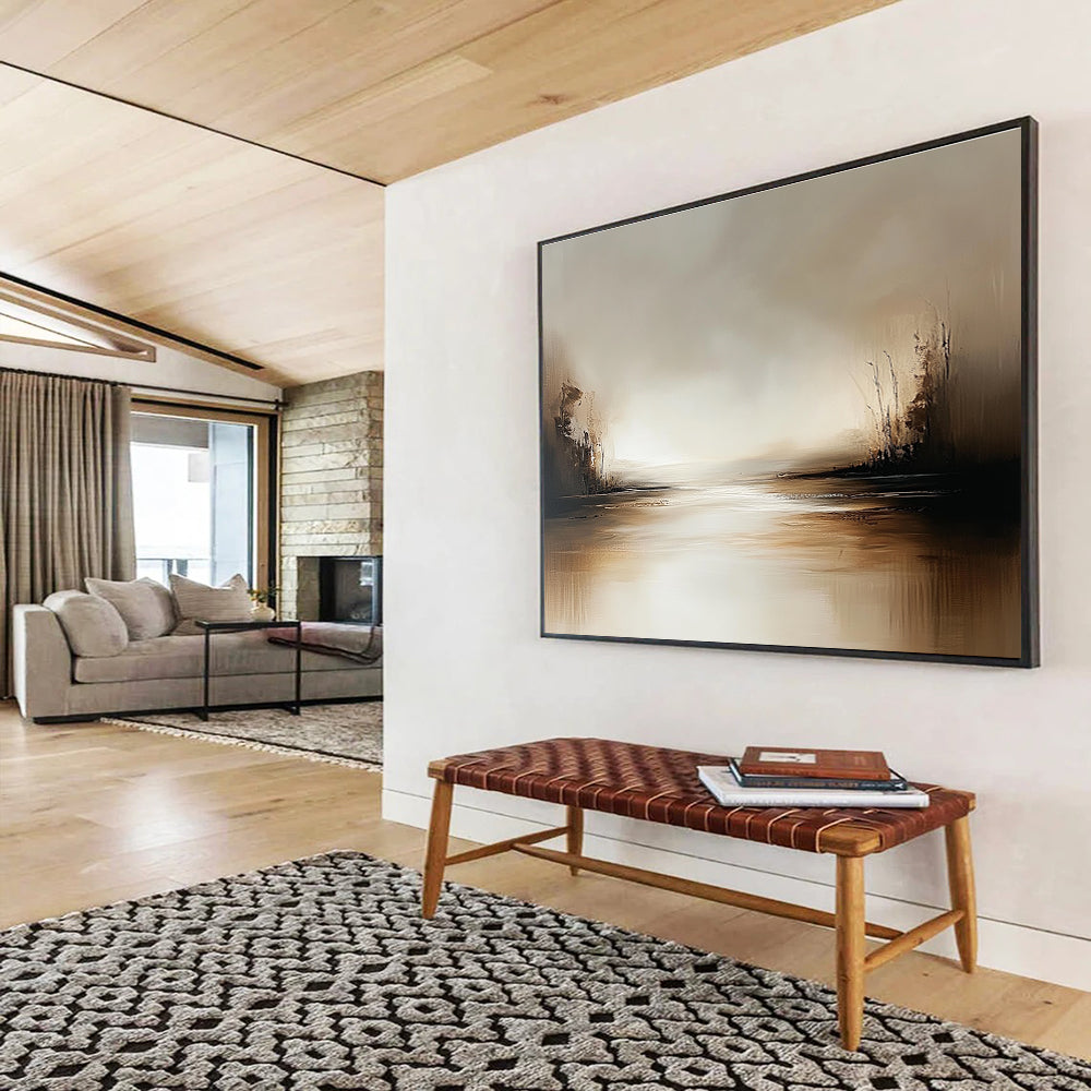 Warm Toned Landscape Abstract Painting with Browns and Creams DYP231