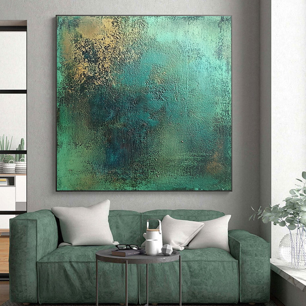 Teal and Gold Textured Abstract with Earthy Accents GER286