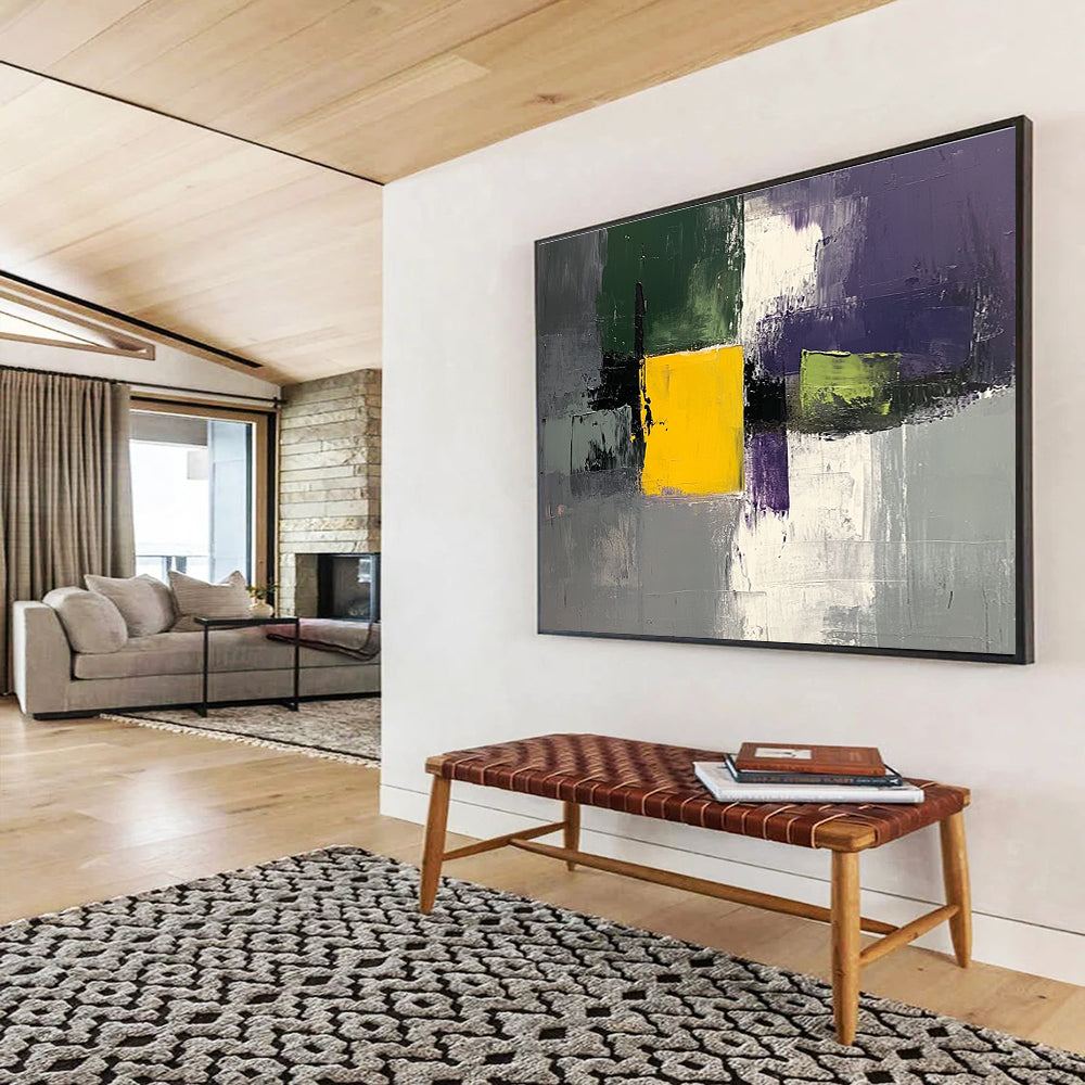Geometric Color Block Abstract Painting with Bold Shapes DYP482