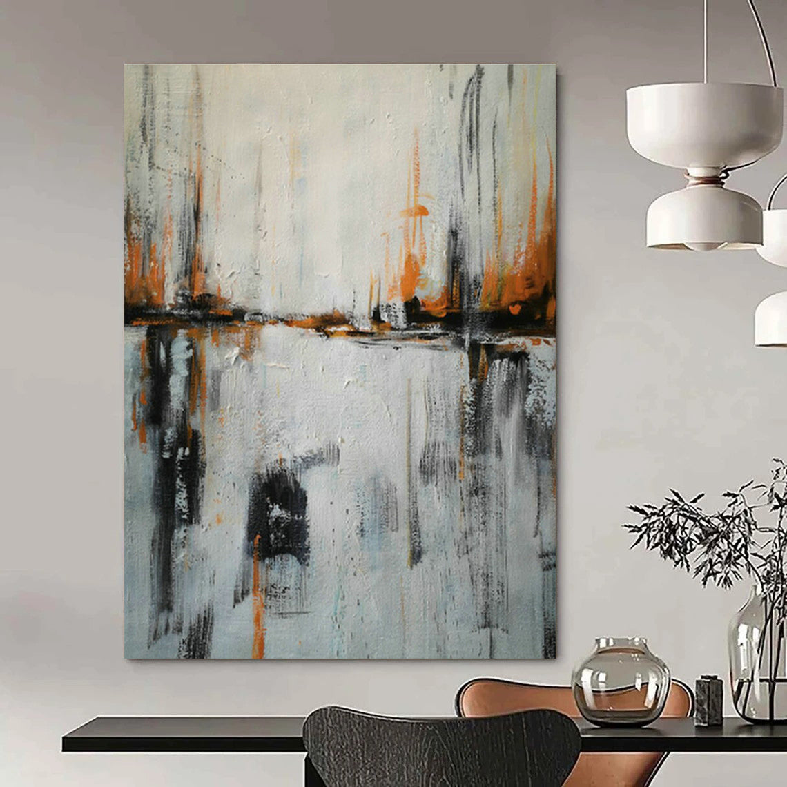 Extra - Large Hand - Painted Abstract Canvases for Hallway Landings & Dining Room Alcoves DLZ0577