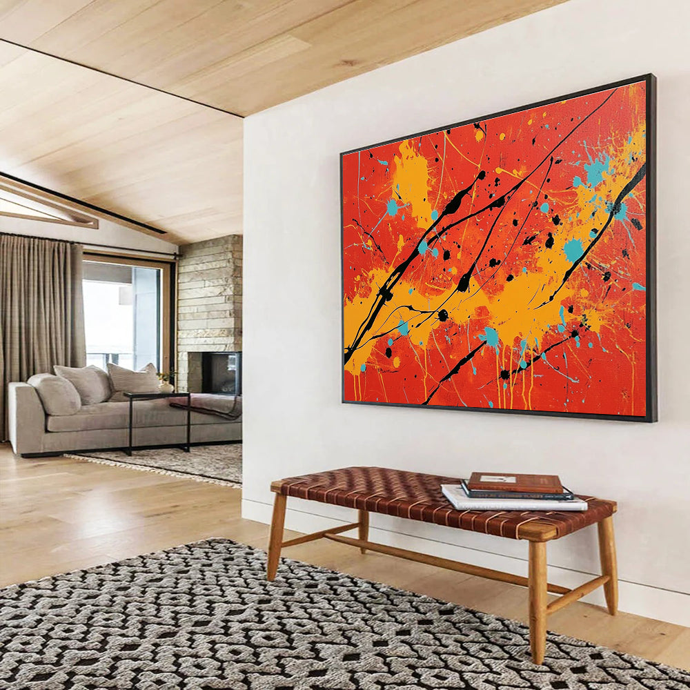 Red Yellow and Blue Splatter - Style Abstract Painting DYP122