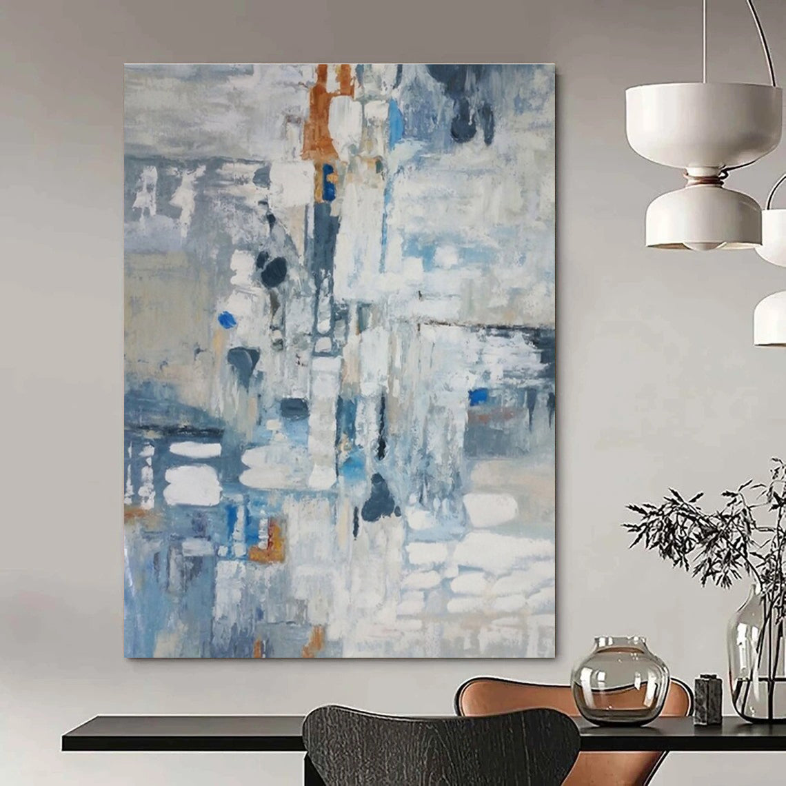 Blue Grey White Abstract Painting ADGE028
