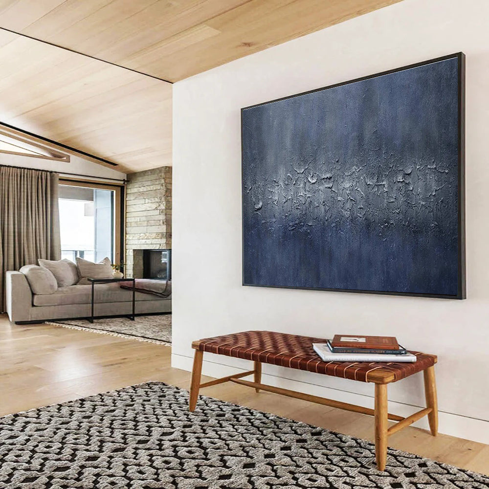 Blue Textured Abstract Painting with Cool, Industrial Vibes THY392
