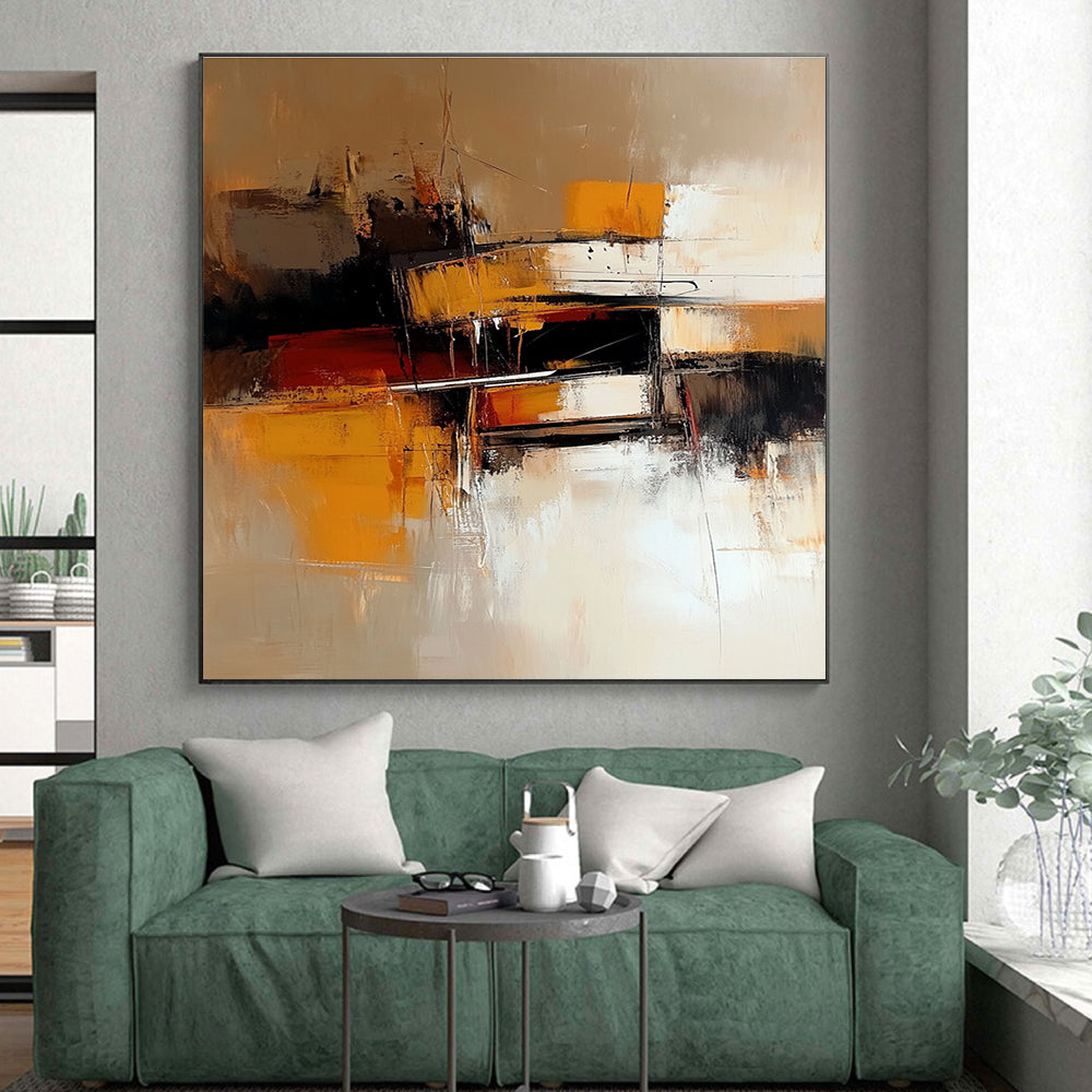 Warm - Toned Abstract Painting with Industrial Vibes GER578