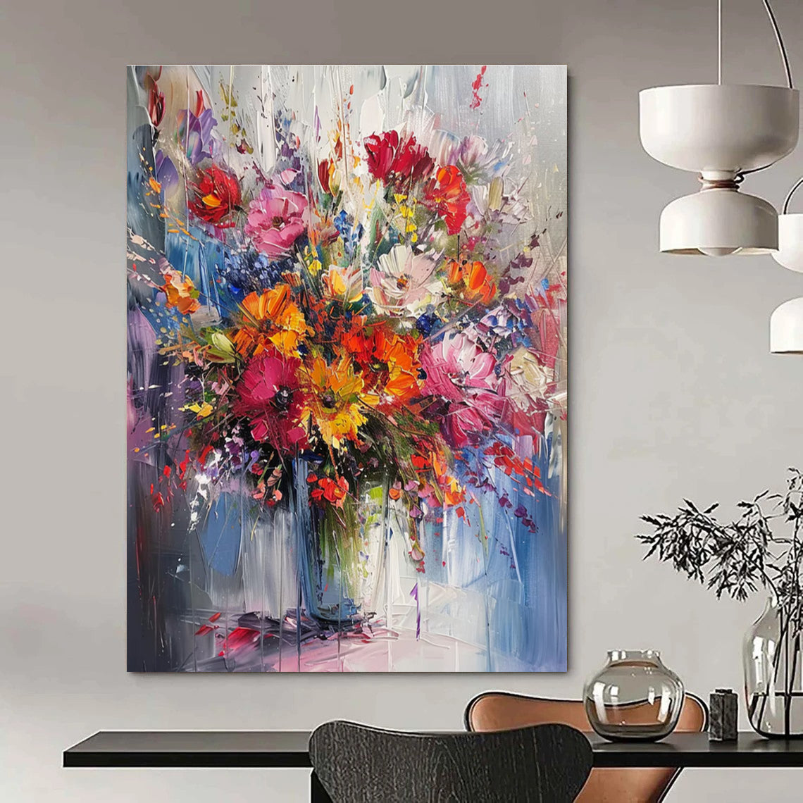 Colorful Floral Abstract Painting with Rich Hues ADGE260