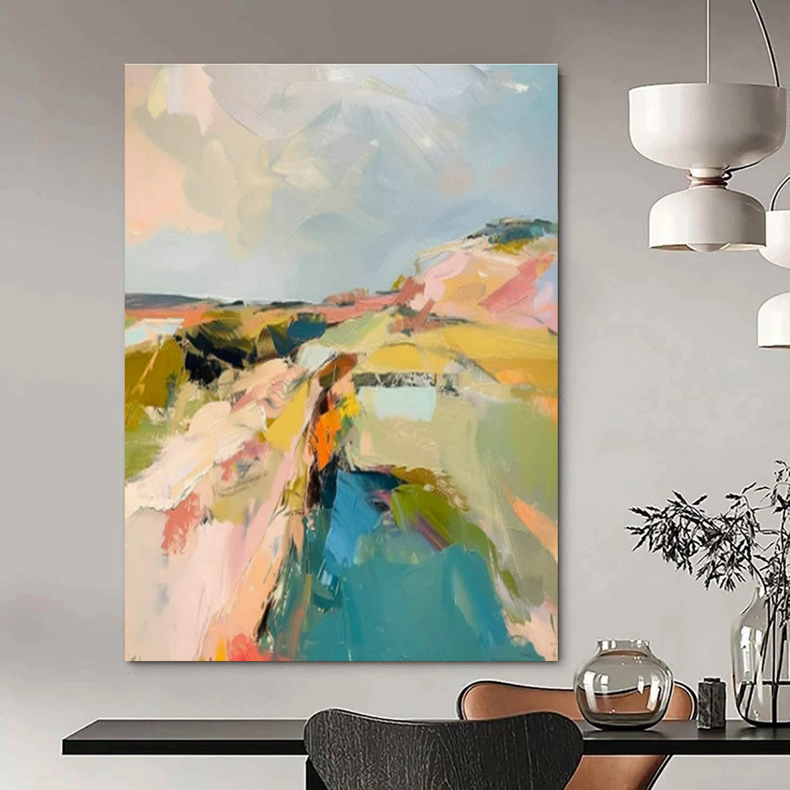 Custom Hand-Painted Abstract Painting for Office and Cottage Entryway DLZ1574