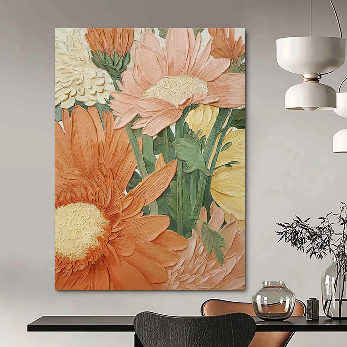 Impasto Floral Abstract Painting with Warm Earthy Tones ADGE423