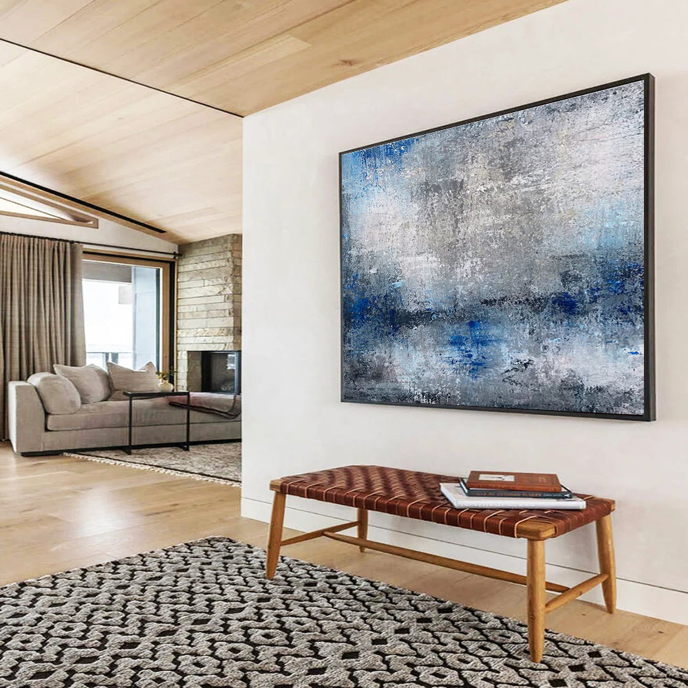 Gray Blue Abstract Painting with Subtle Texture THY341