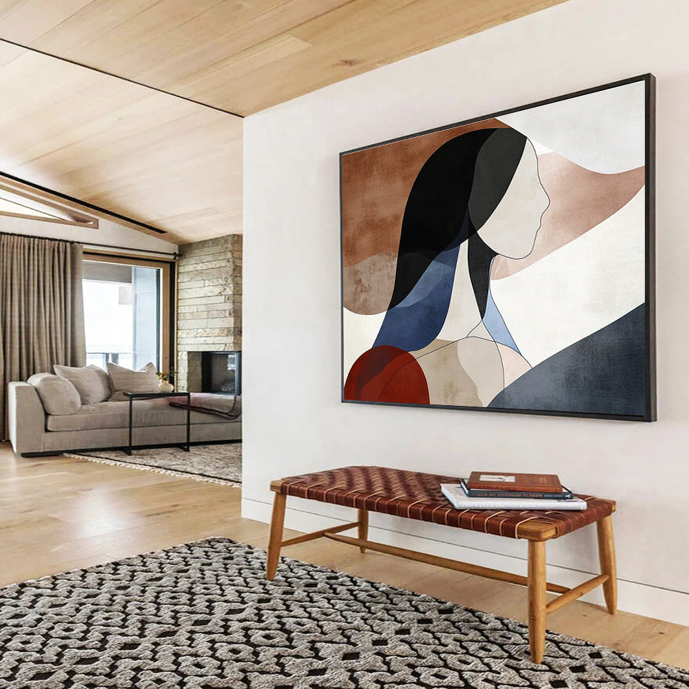 Abstract Female Figure Painting with Geometric Shapes DYP457