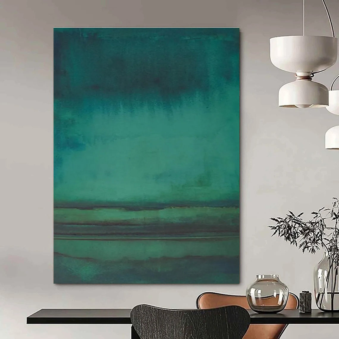 Teal Gradient Abstract Painting with Subtle Layers ADGE473