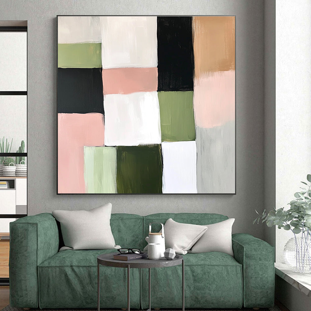 Colorful Block Abstract Painting with Soft Hues GER153