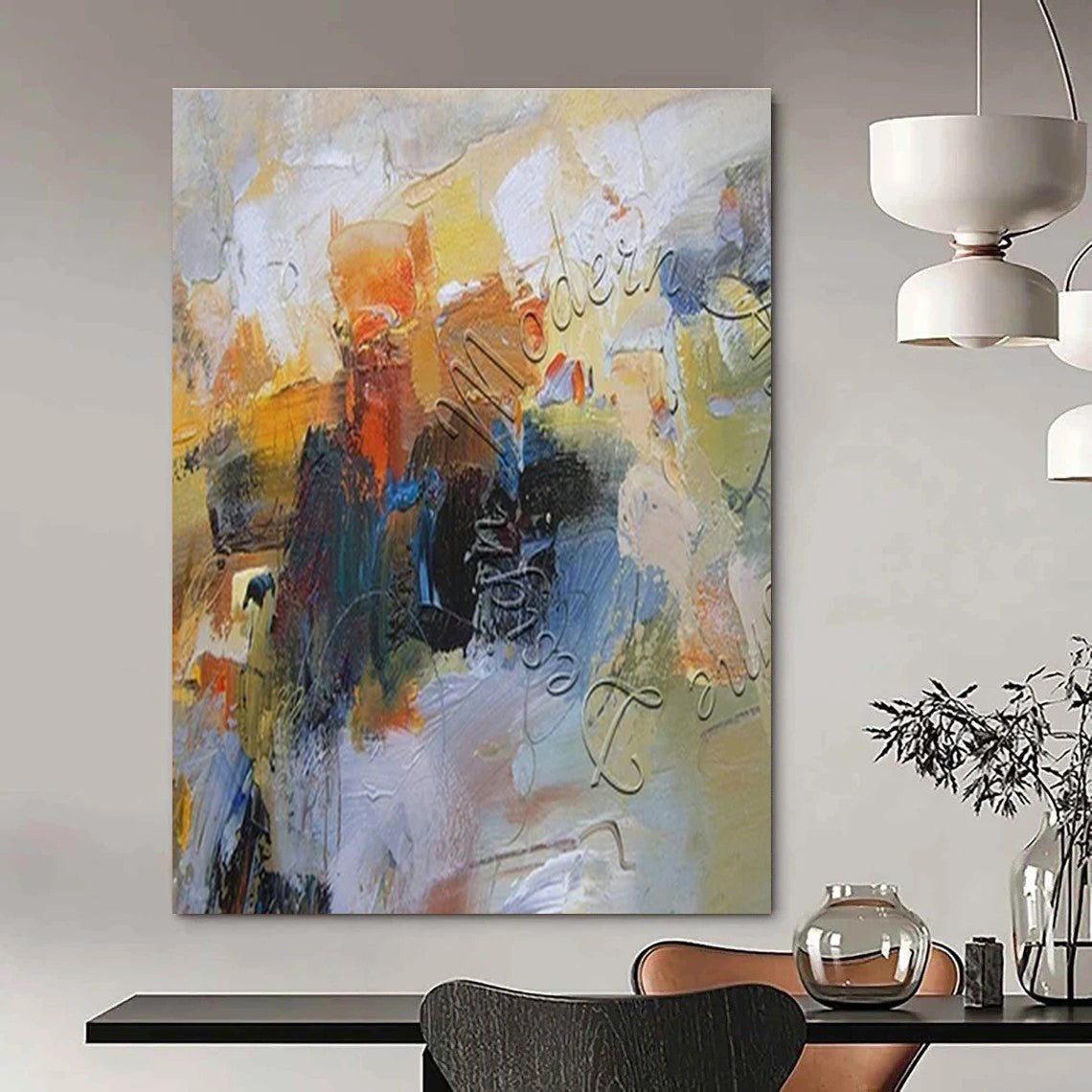 Custom Hand-Painted Abstract Canvas for Dining Room and Office DLZ1824