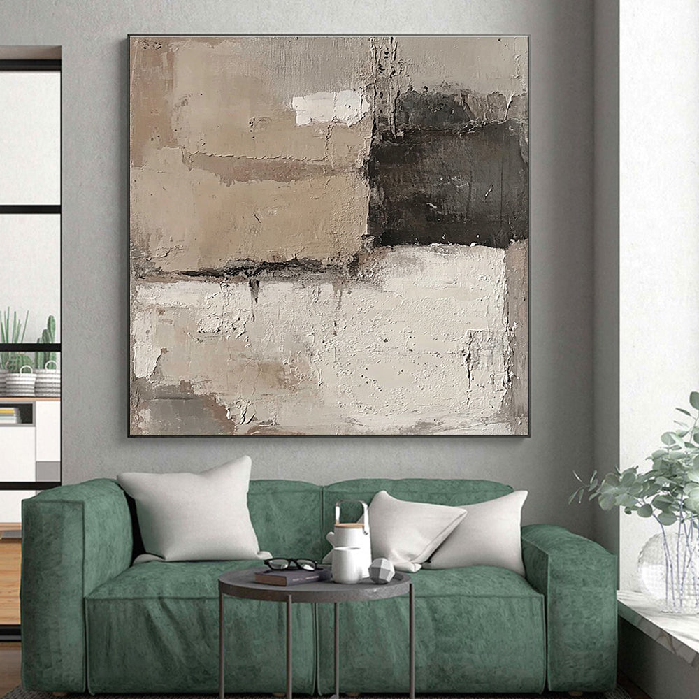 Beige and Gray Abstract Painting with Subtle Layers GER453