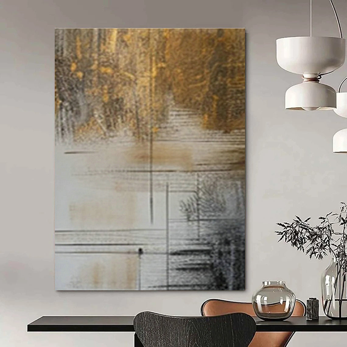 Bespoke Hand-Painted Oversized Abstract Canvas for Dining Room & Entryway DLZ0987