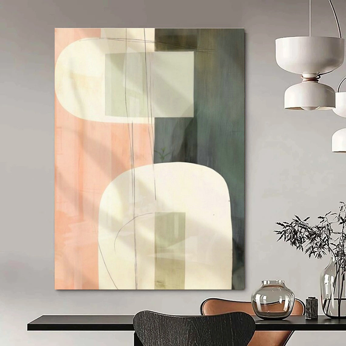 Oversized Custom Hand-Painted Abstract Art for Cottage Hallway Umbrella Stand Wall and Office Printer Station Wall DLZ1947