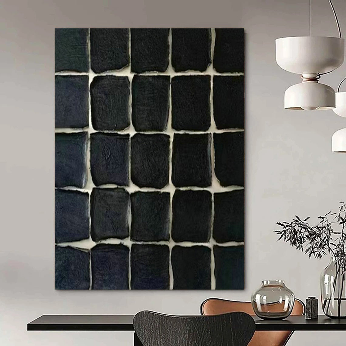 Large Customizable Hand-Painted Abstract Canvas for Living Room Wall Sconce Niche and Bedroom Bedside Table Wall DLZ1974
