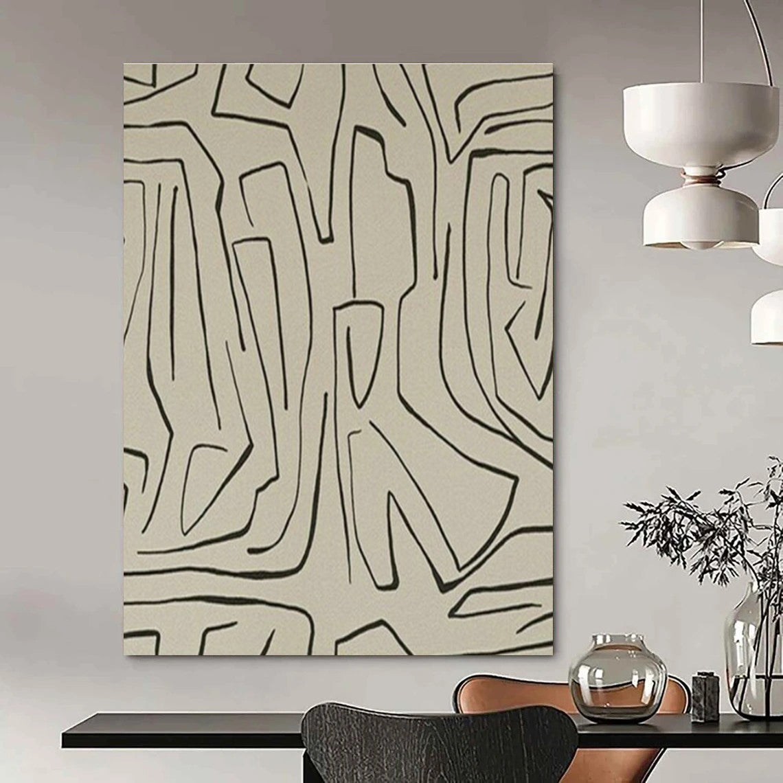 Massive, Custom - Sized Handmade Abstract Canvas for Cottage & Living Room DLZ2046
