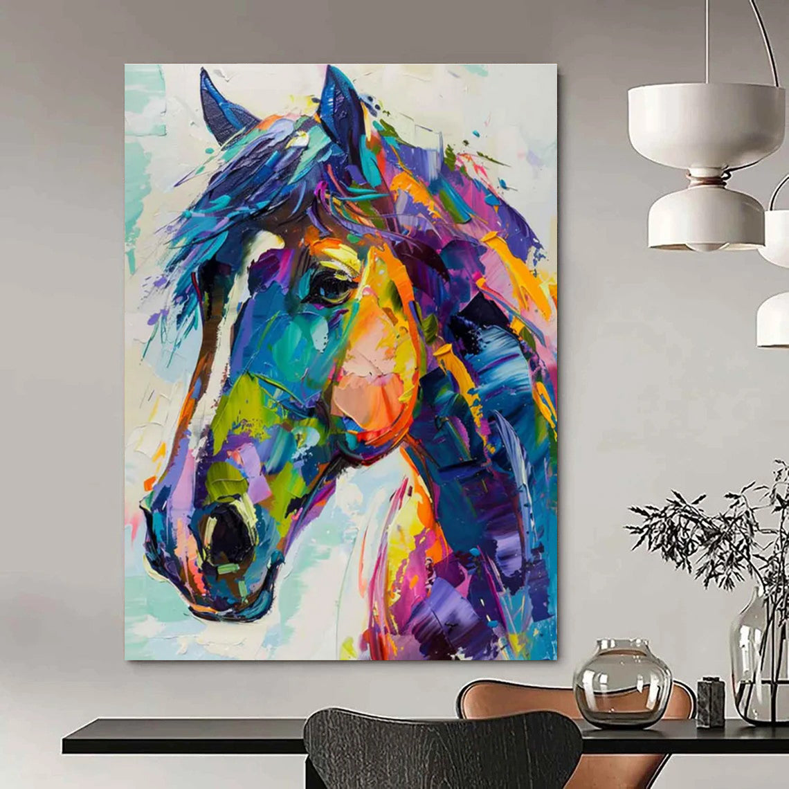Colorful Horse Head Abstract Painting ADGE086