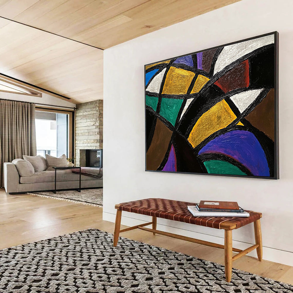 Colorful Geometric - Interlocking Shapes Abstract Painting DYP032