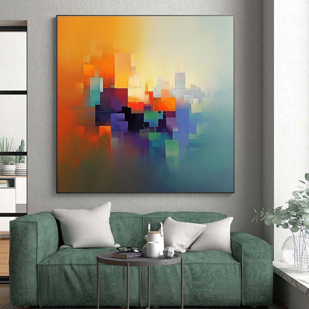 Vibrant City Abstract Painting with Diverse Color Blocks GER186