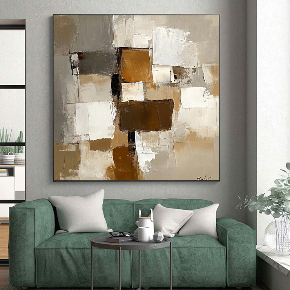 Geometric Abstract with Brown White and Gray GER337
