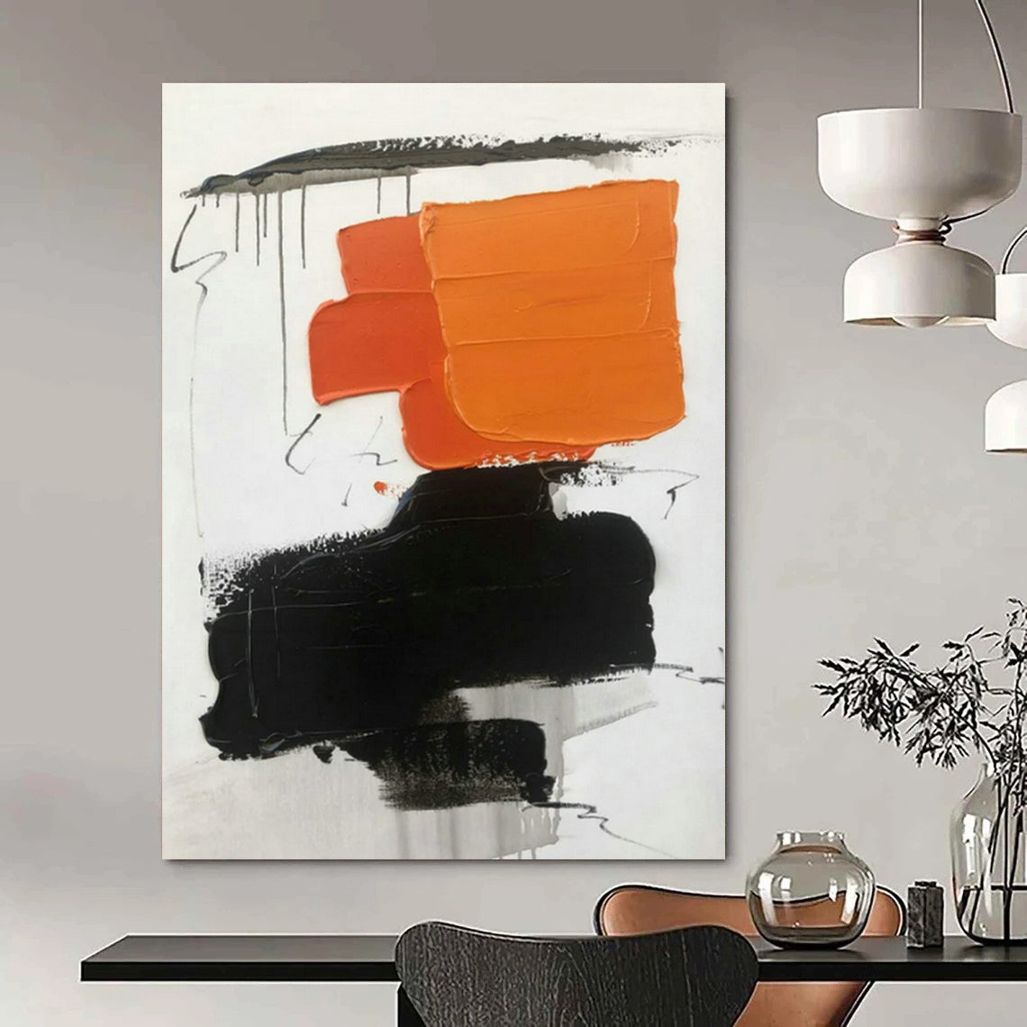 Custom Hand-Painted Abstract Wall Art for Cottage Bedroom Window Seat Alcove and Living Room Media Wall DLZ1684