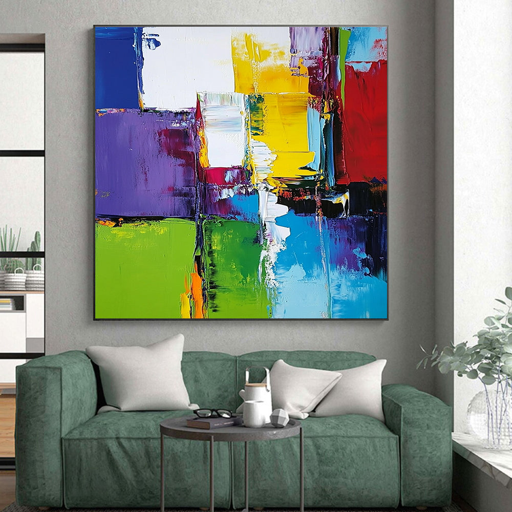 Colorful Block Abstract Painting with Bold Color Palette GER513