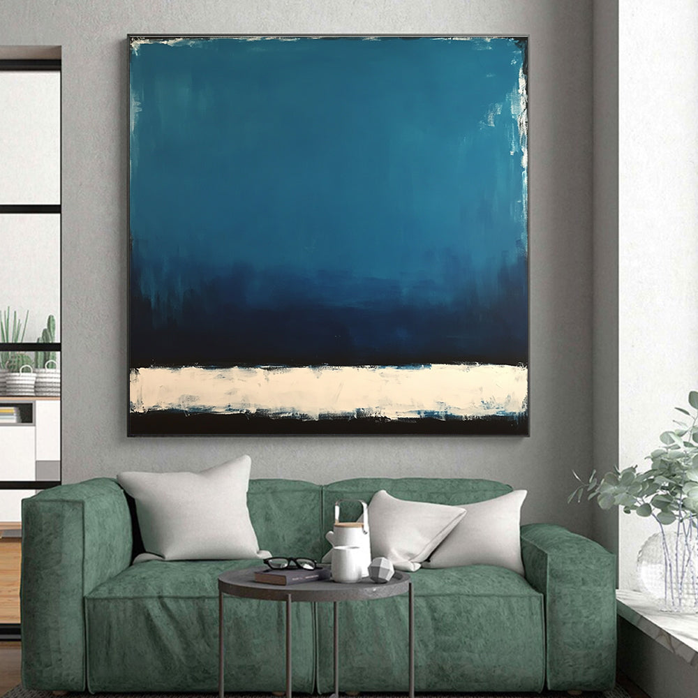 Blue and White Gradient Abstract Painting with Thick Brushstrokes GER027