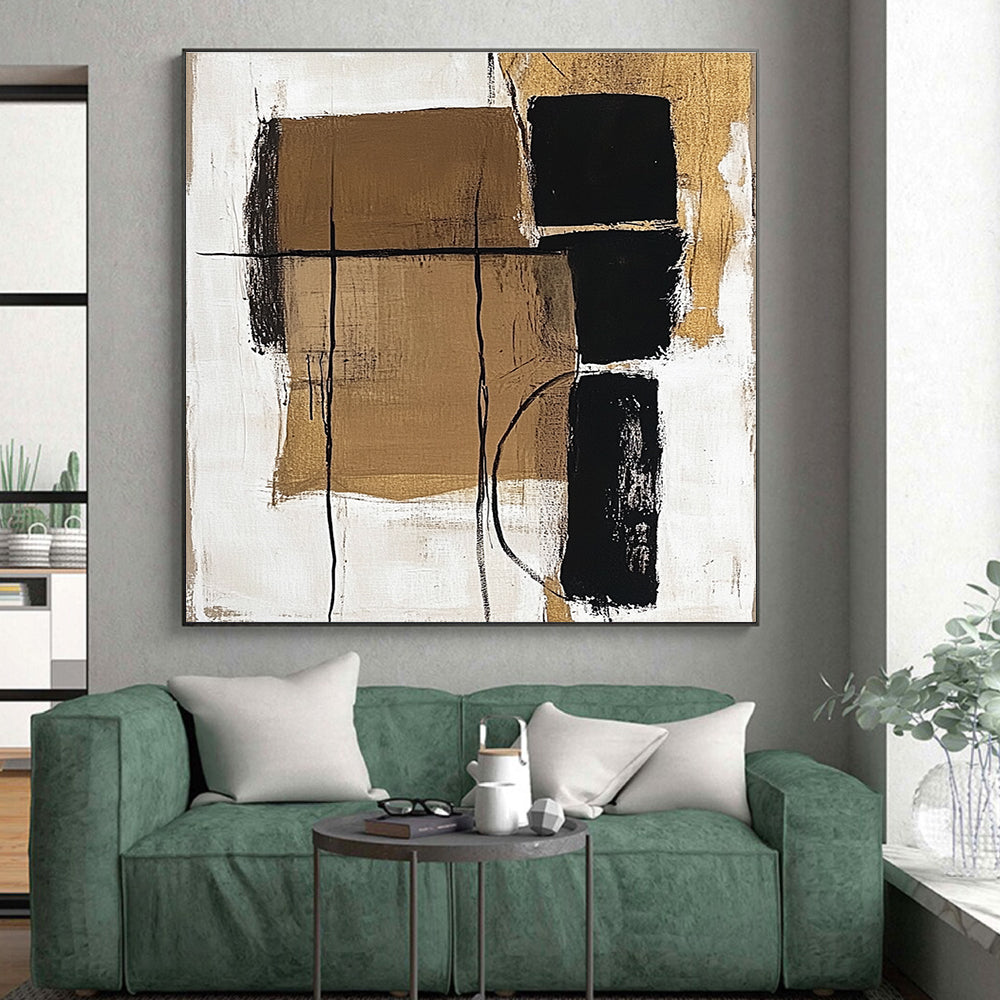 Brown Black Geometric Abstract Painting GER849