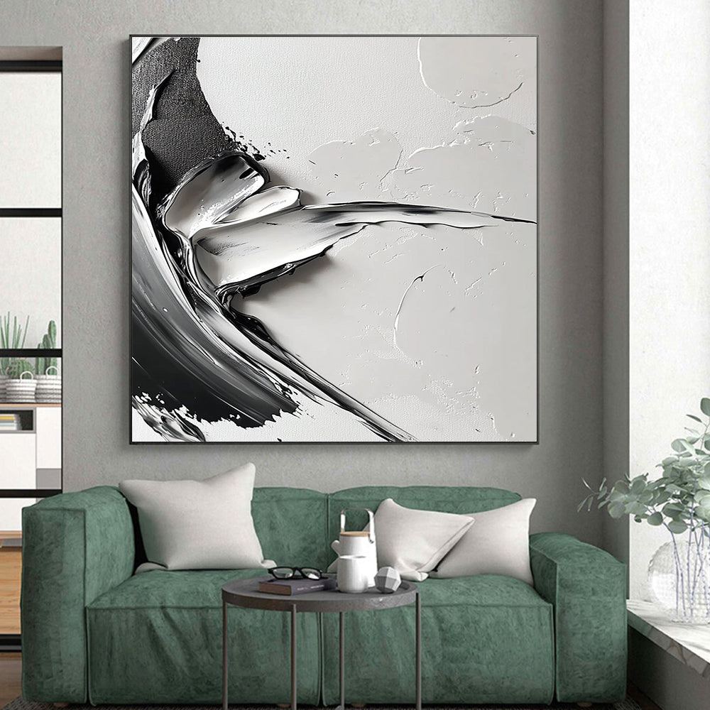 Textured Gray Abstract Painting with Bold Strokes GER355