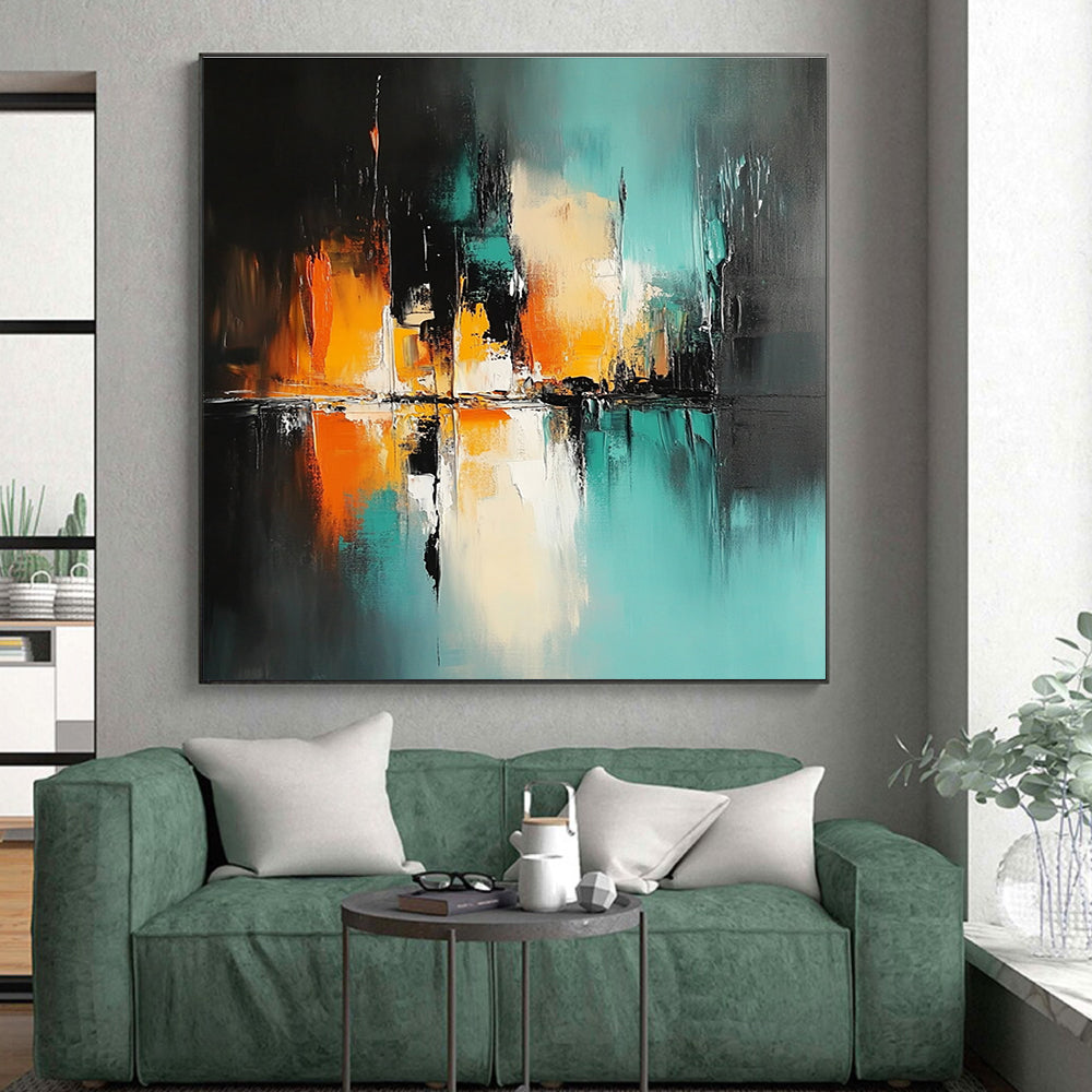Colorful Reflection Abstract Painting with Dark and Bright Tones GER720