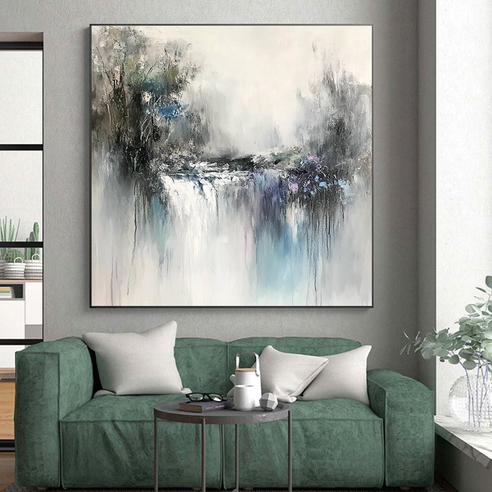 Waterfall Abstract Painting with Flowing Textures GER436