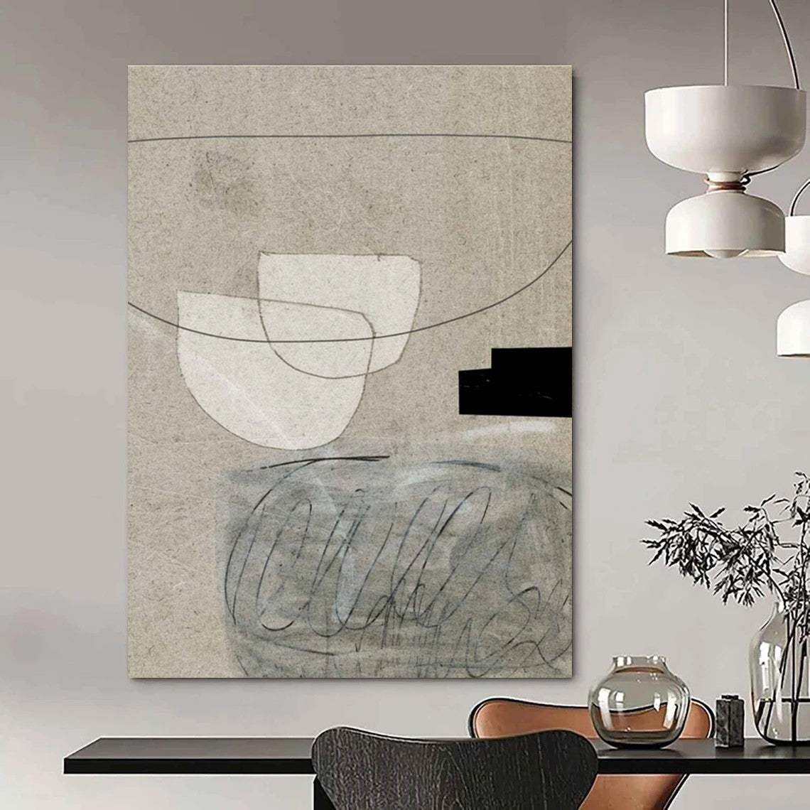 Beige Abstract Collage Painting ADGE238