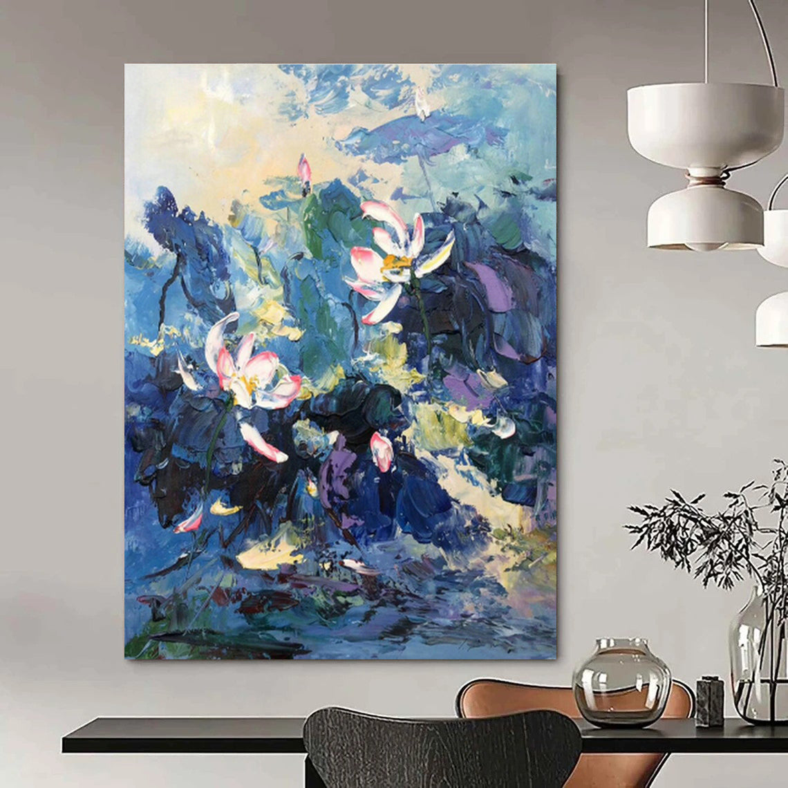 Extra-Large Hand-Painted Abstract Canvas for Cottage Bedroom & Living Room DLZ1305