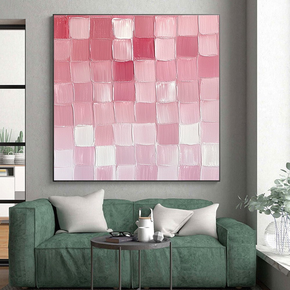 Pink Grid Pattern Abstract Painting GER865