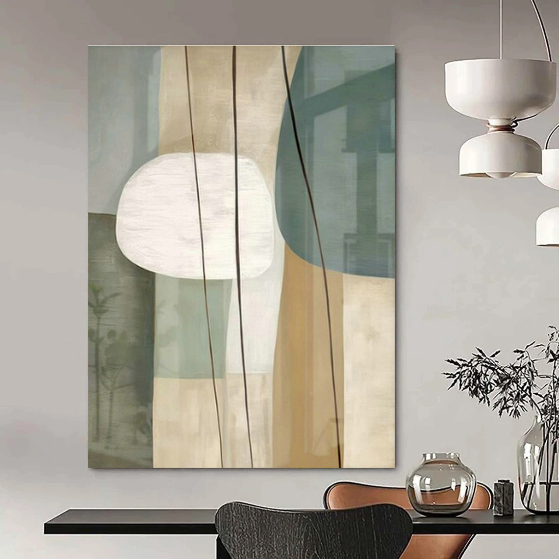 Oversized Custom Hand-Painted Abstract Art for Cottage Kitchen Pantry and Office Equipment Storage Wall DLZ1952