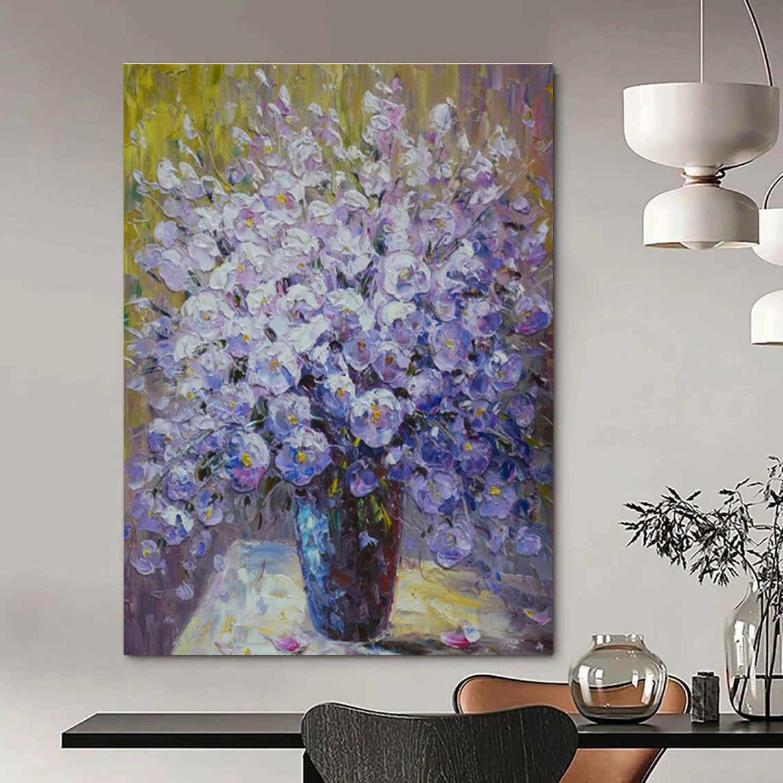 Custom - Designed Hand - Painted Abstract Canvas for Dining Room & Entryway DLZ1353