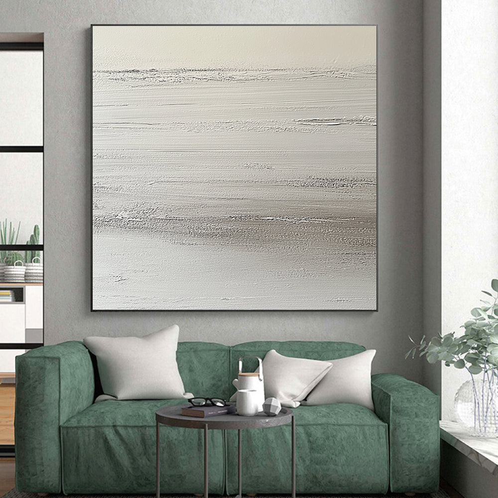 White Textured Abstract Painting with Delicate Patterns GER129