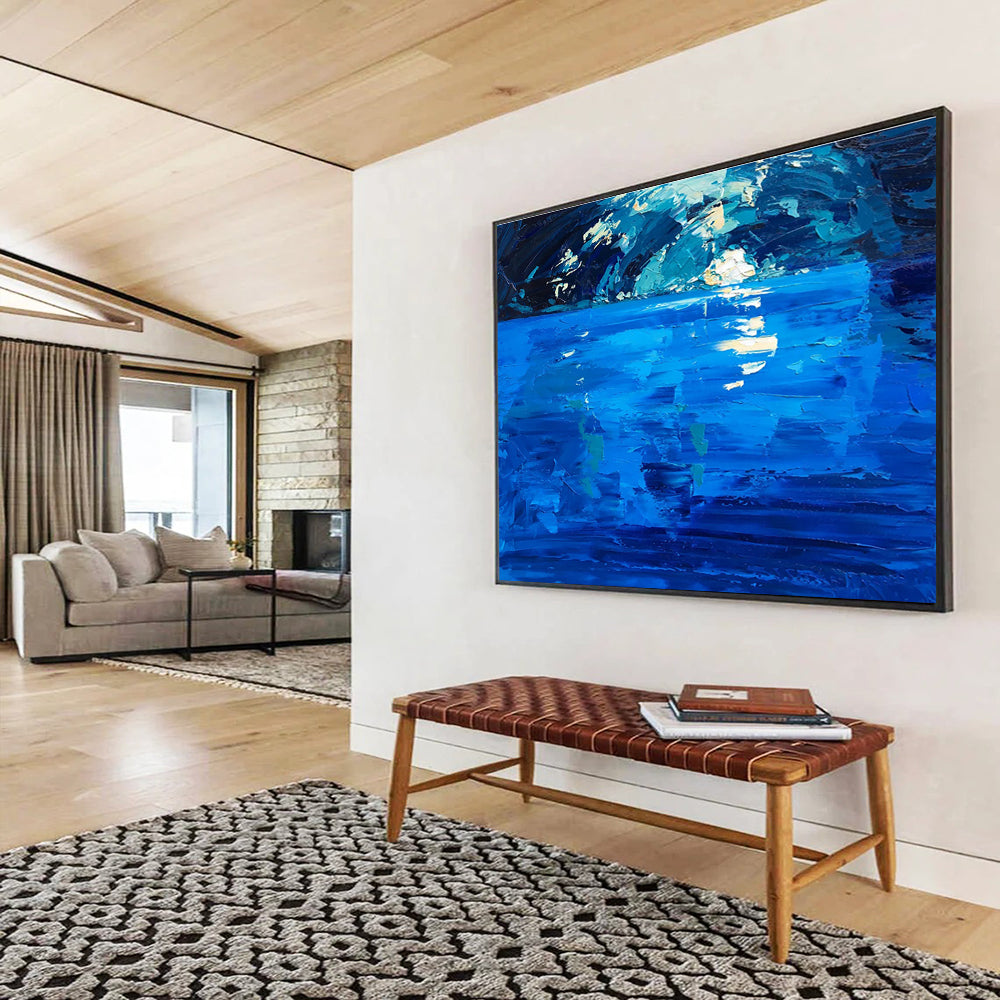 Moonlit Sea Reflection Abstract Painting THY448