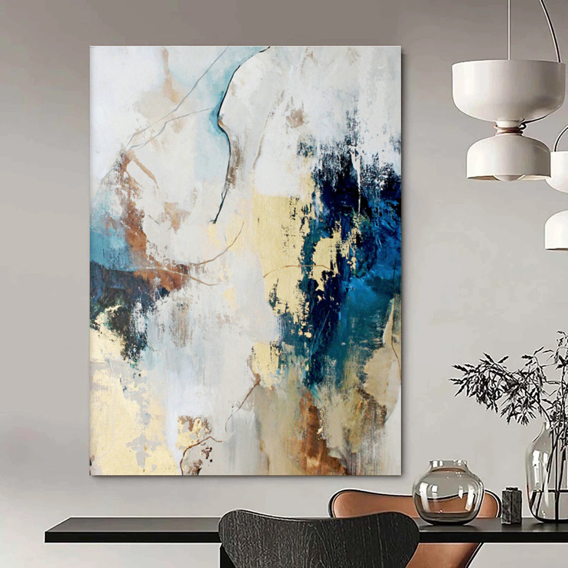Large-Scale Custom Abstract Canvas for Entryway & Dining Room DLZ1025