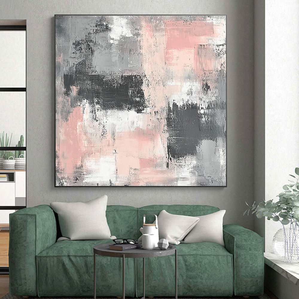Gray Pink Abstract Textures Painting GER860
