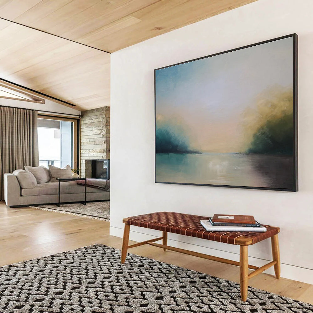 Soft Toned River Sky Abstract Painting THY014