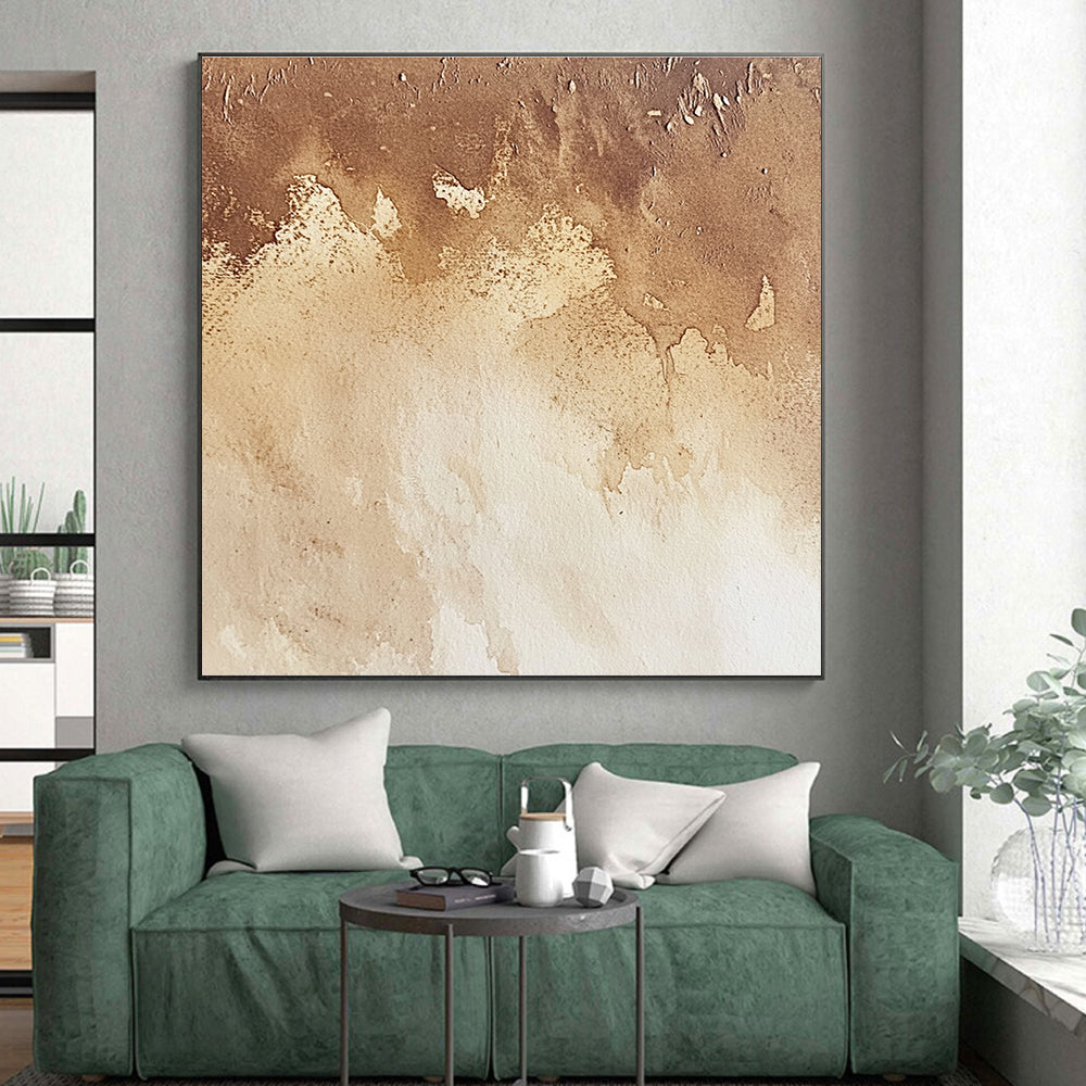 Brown and Beige Gradient Watercolor Abstract Painting with Subtle Textures GER004