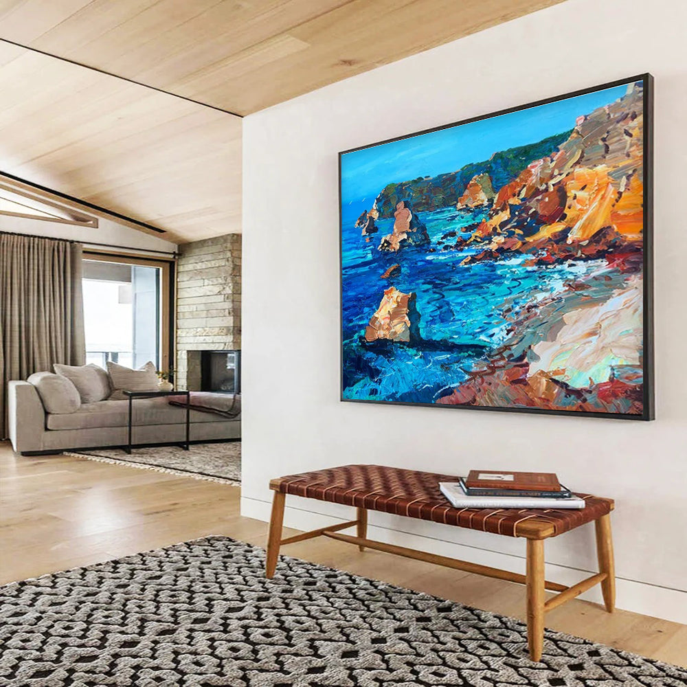 Coastal Rocks and Sea Abstract Painting THY454