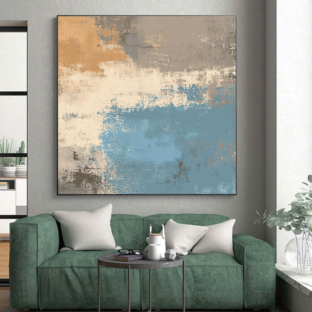 Earthy Tone Abstract with Brown Blue and White GER334