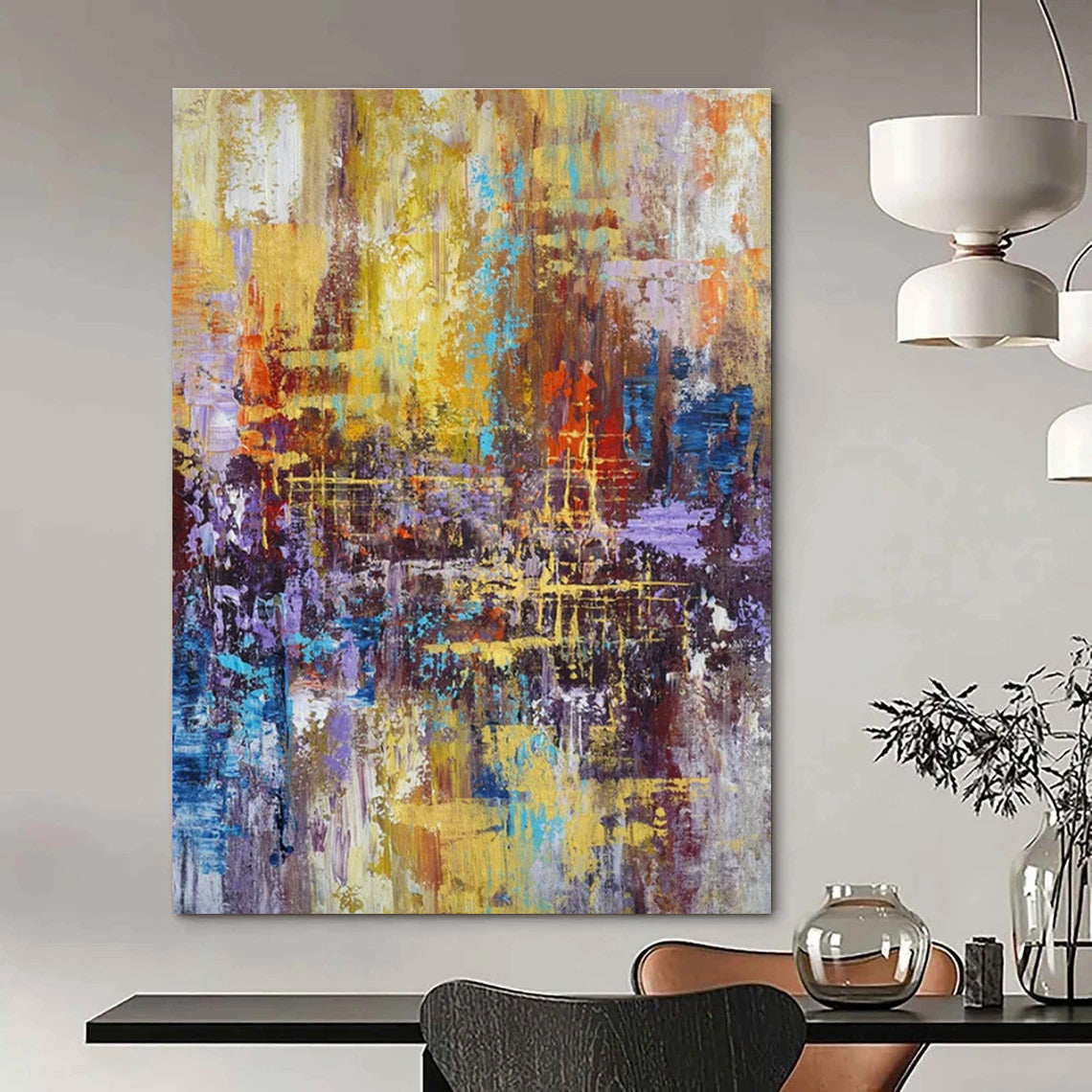Large Hand-Painted Abstract Art for Cottage Office Laptop Stand Shelf Wall & Hallway Dog Bed Blanket Rack Wall DLZ1817