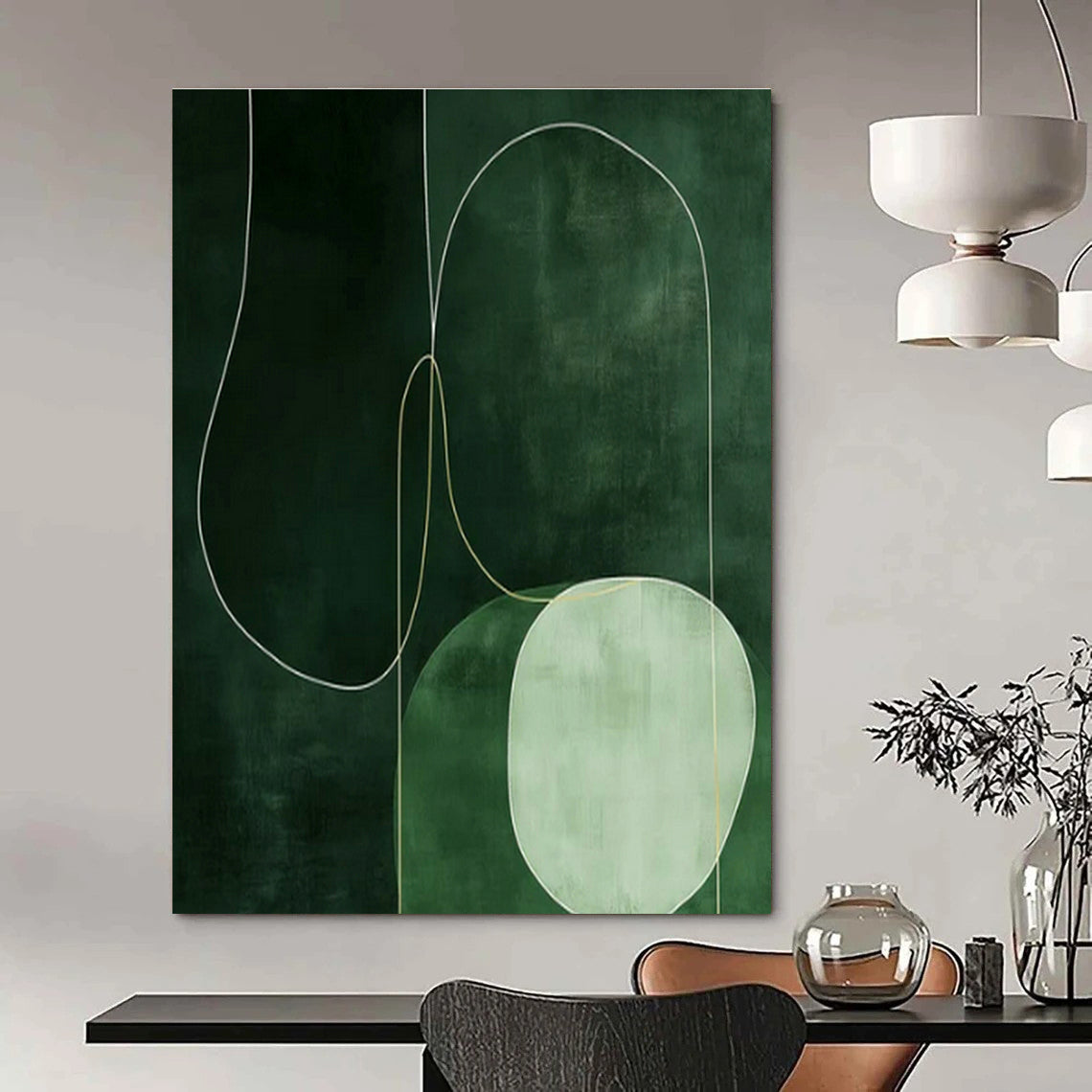 Large Customizable Hand-Painted Abstract Canvas for Dining Room Buffet Area and Office Conference Wall DLZ1834