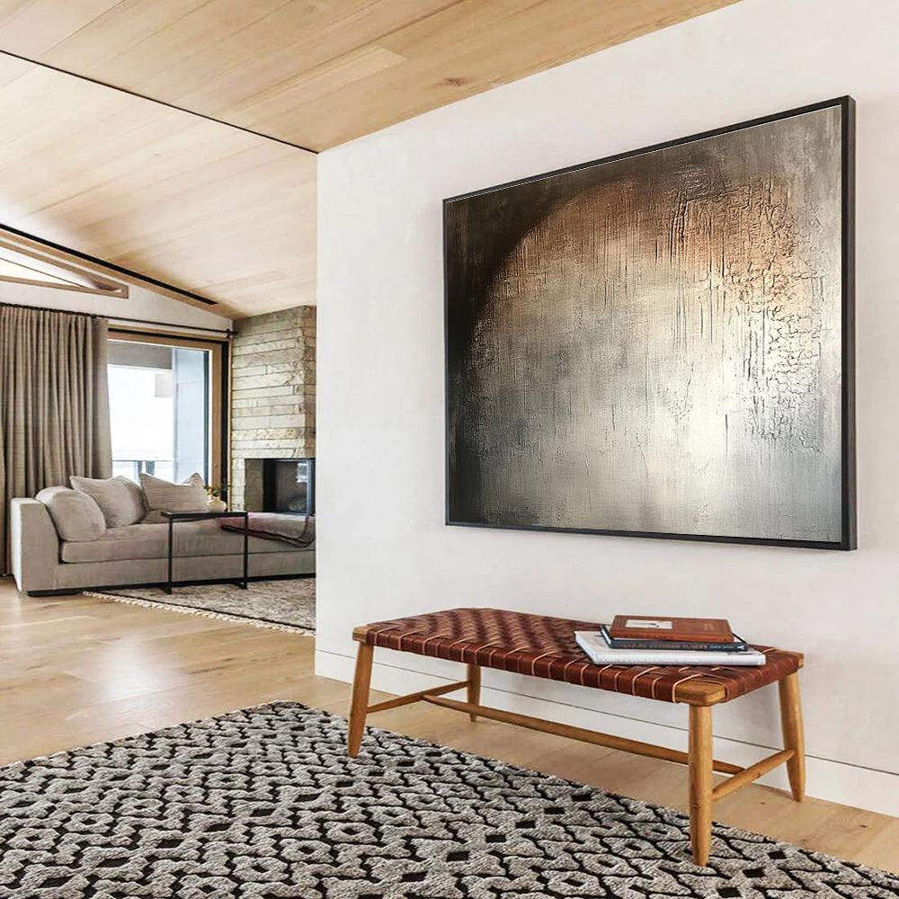 Grey and Brown Textured Abstract Painting DYP125