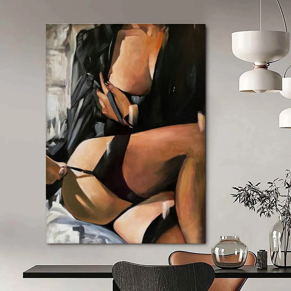 Hand-Painted Abstract Art for Cottage Dining Room & Hallway DLZ2334